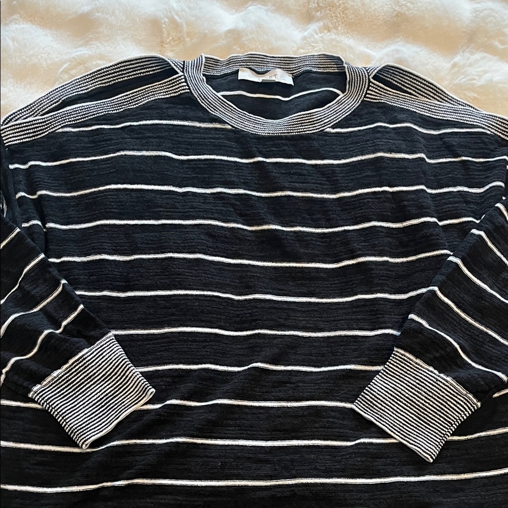 LOFT Black and White Striped Sweater